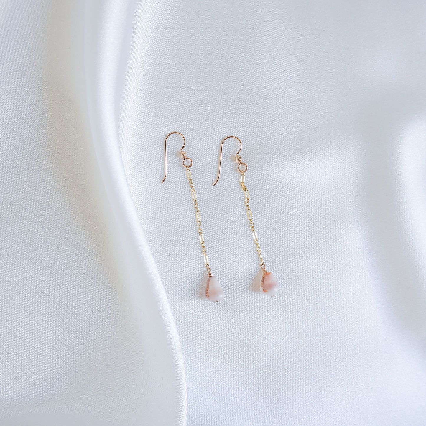 Tiny Cone Shell Chain Dangle Earrings