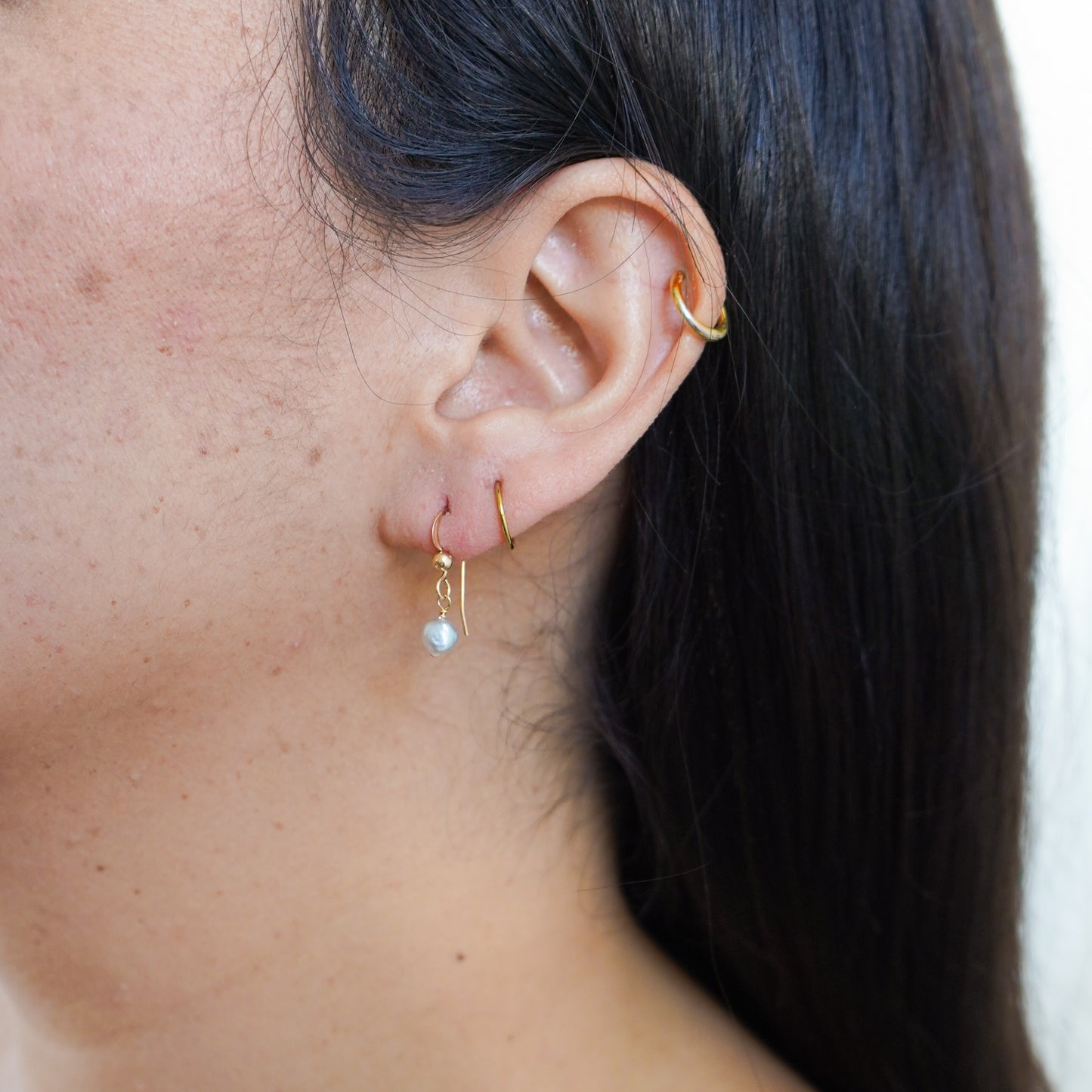 Tahitian Keshi Pearl Simple Earrings