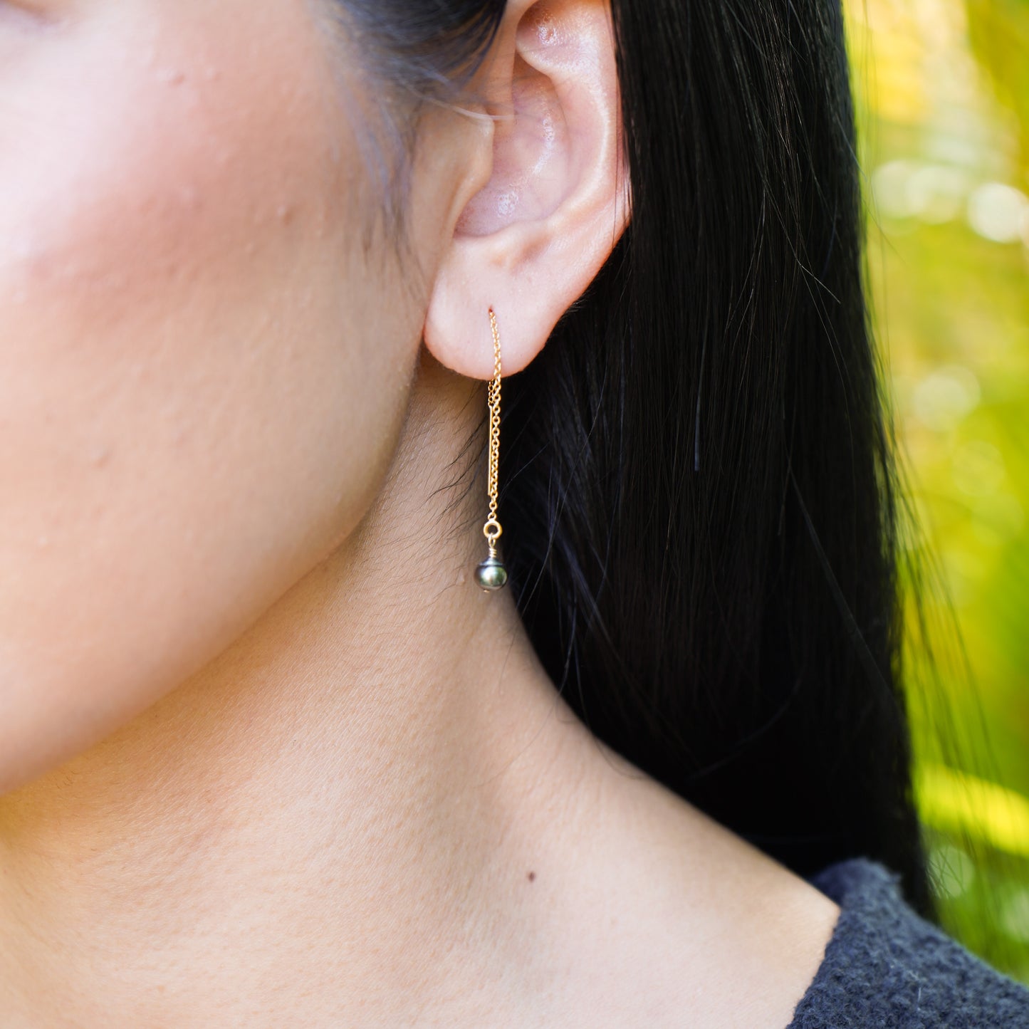 Tahitian Keshi Pearl Threader Earrings