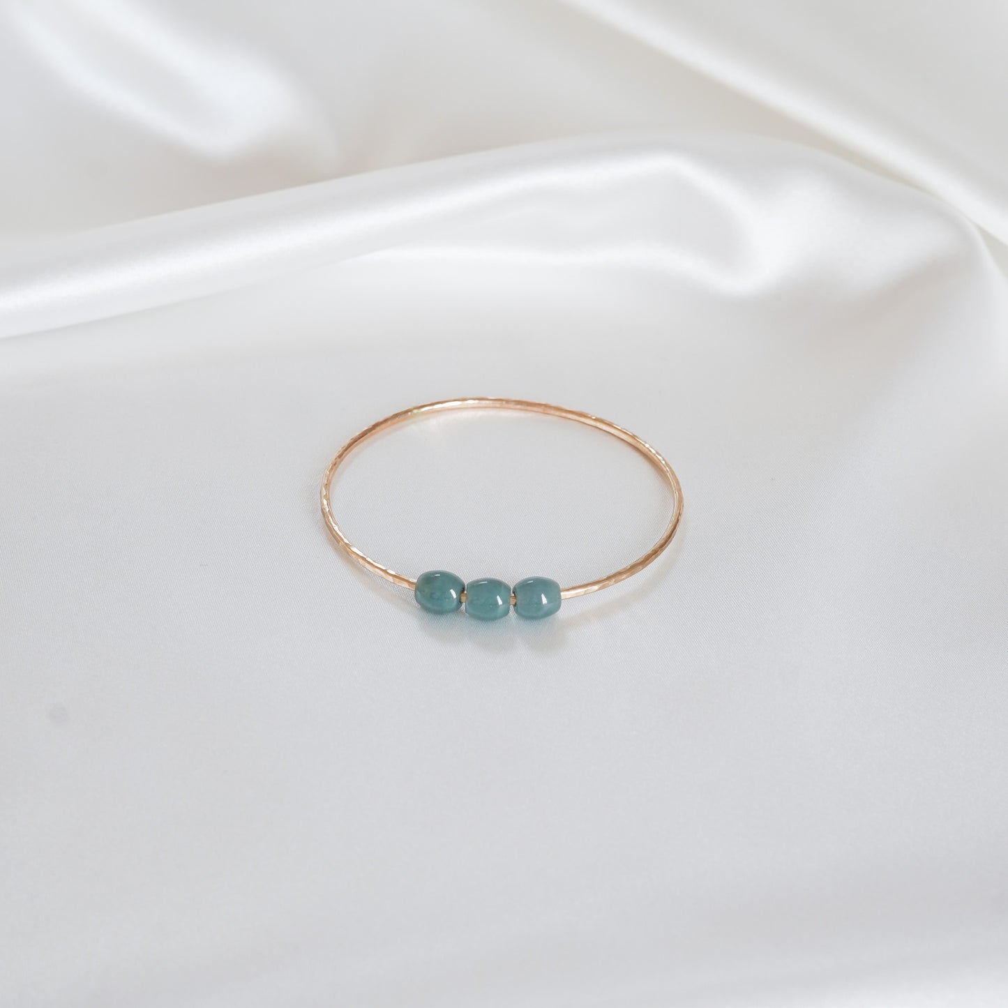 Blue-Green Jadeite Triple Barrel Bangle
