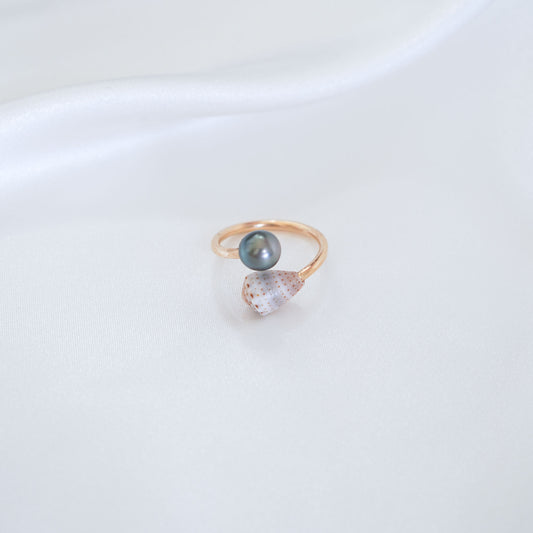 Tahitian Pearl & Baby Shell Cuff Ring