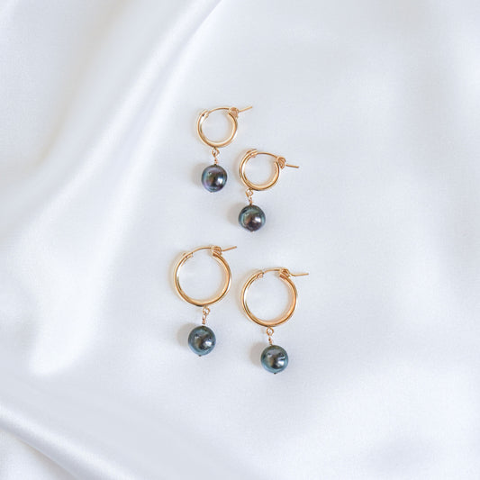 Tahitian Pearl Thick Hoops
