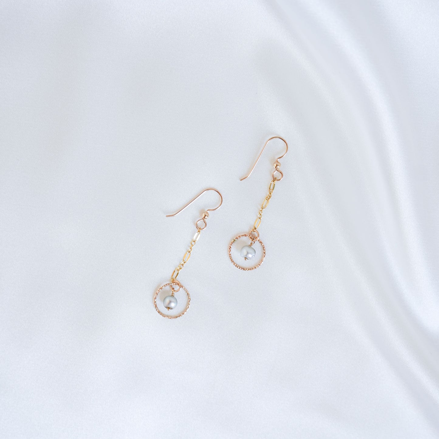 Tahitian Keshi Pearl Dangle Circle Earrings