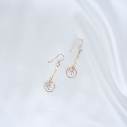 Tahitian Keshi Pearl Dangle Circle Earrings