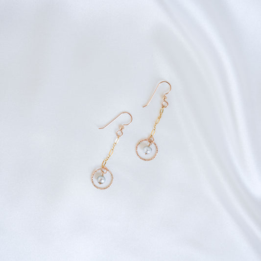 Tahitian Keshi Pearl Dangle Circle Earrings