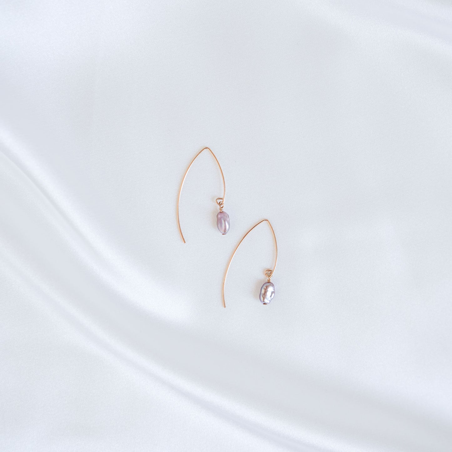 Keshi Pearl Thread Hoop Earrings