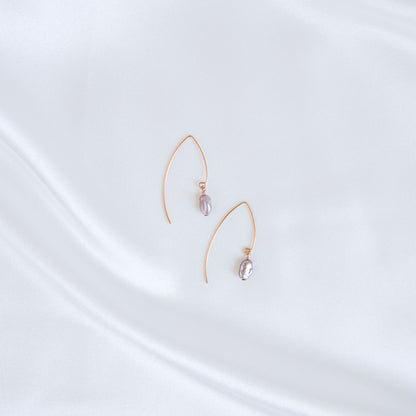 Keshi Pearl Thread Hoop Earrings