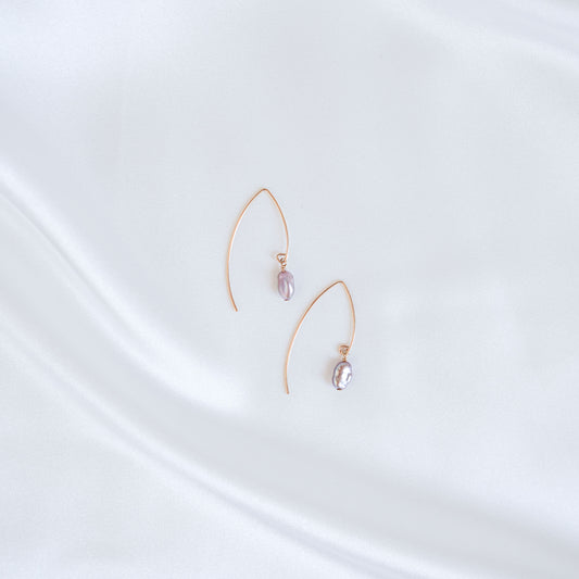 Keshi Pearl Thread Hoop Earrings