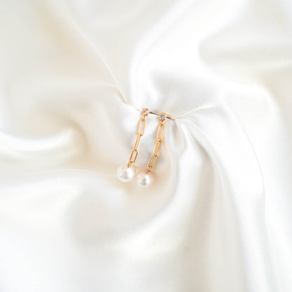 CZ Edison Pearl Drop Earrings