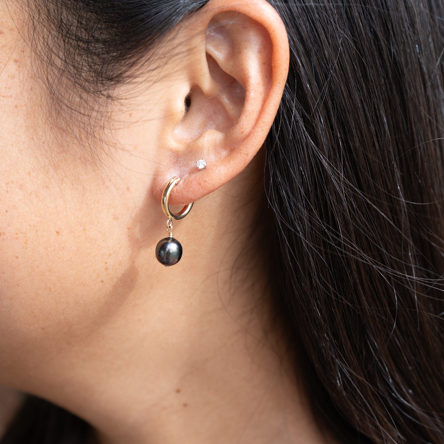 Tahitian Pearl Thick Hoops