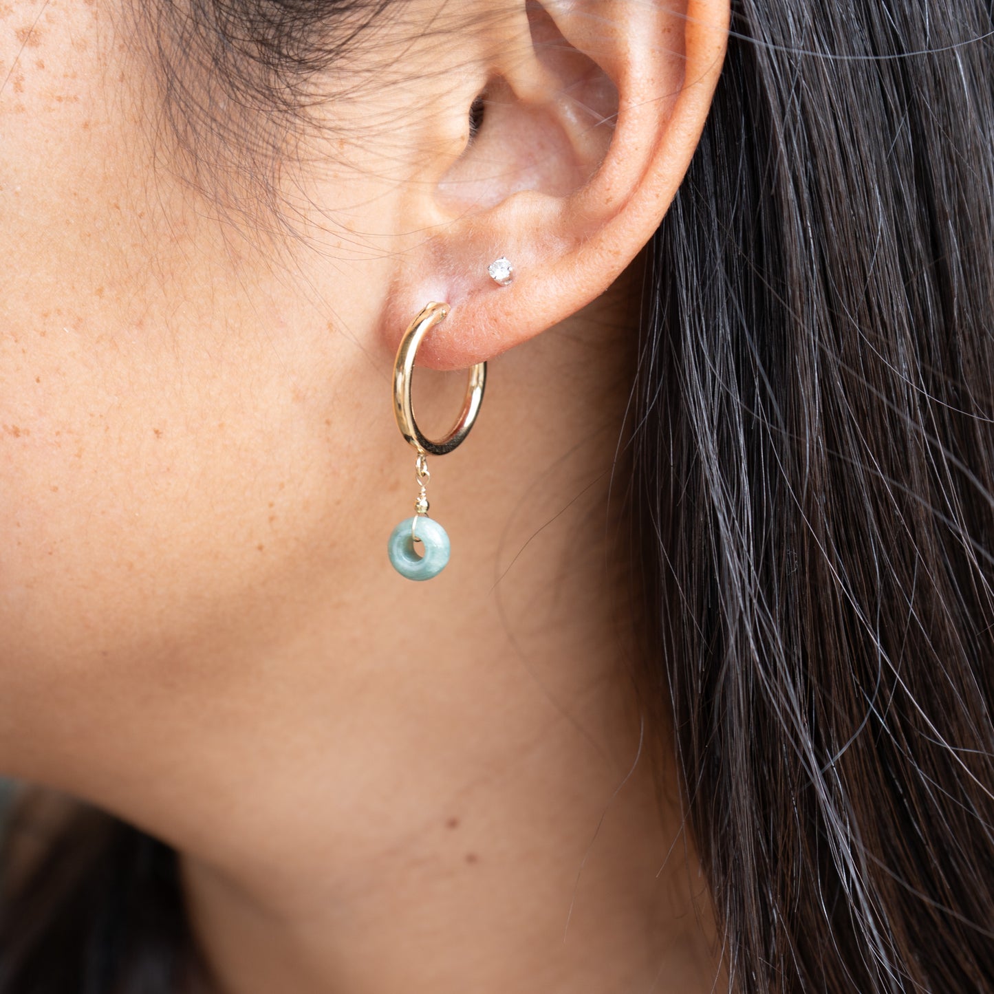 Jade Donut Thick Hoops