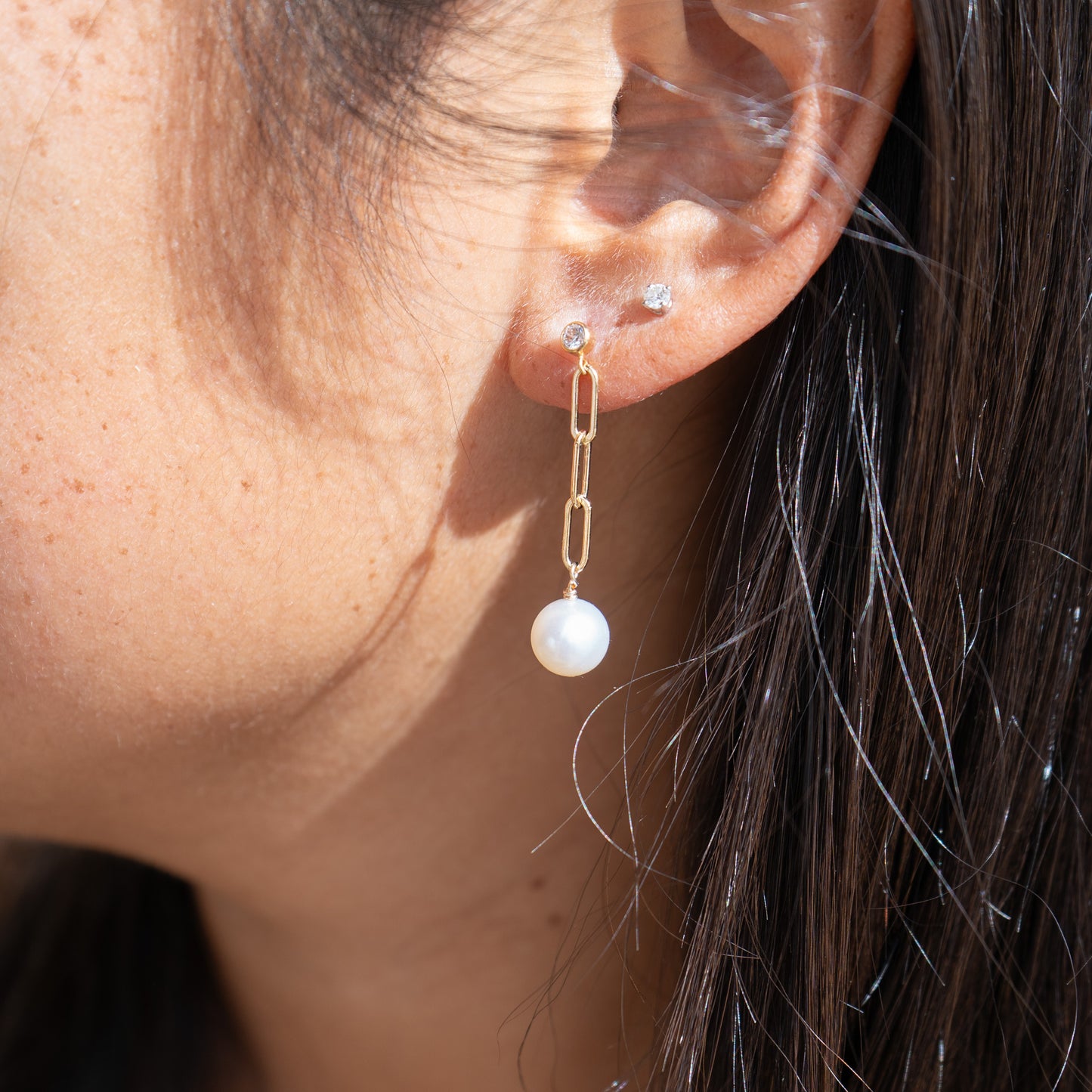 CZ Edison Pearl Drop Earrings