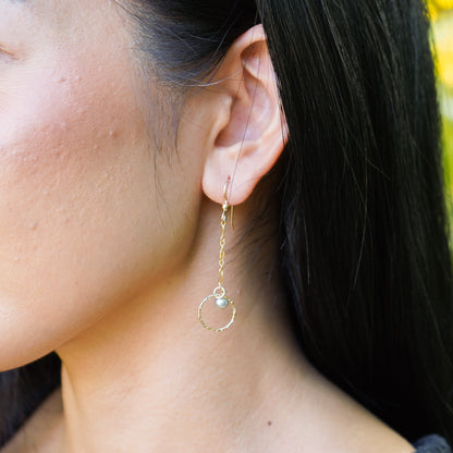 Tahitian Keshi Pearl Dangle Circle Earrings