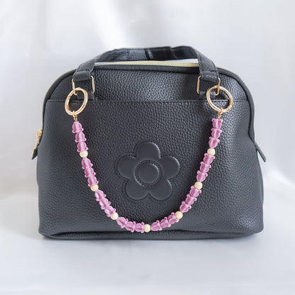 Bag Lei Purple Crown Flower & Tan Beads