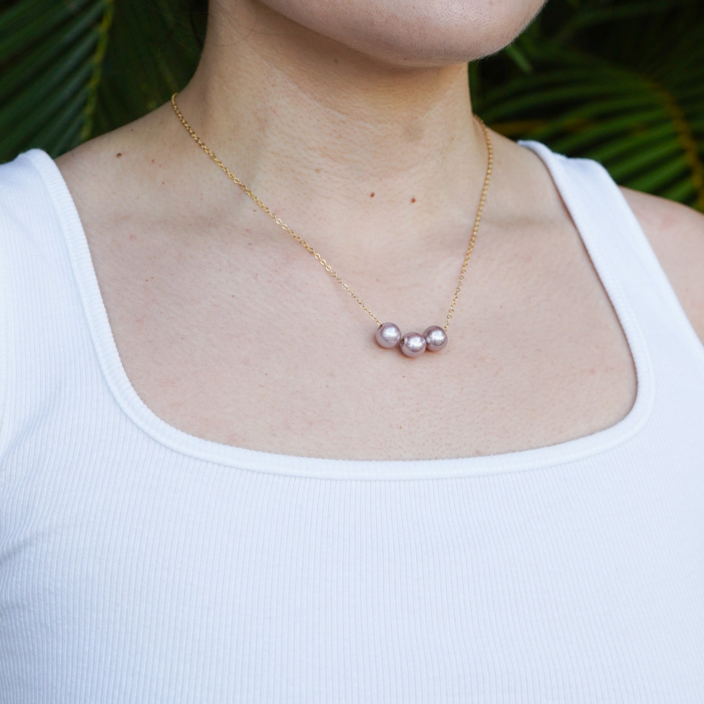 Triple Floating Pink Edison Pearl Necklace