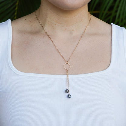 Double Tahitian Pearl Circle Necklace