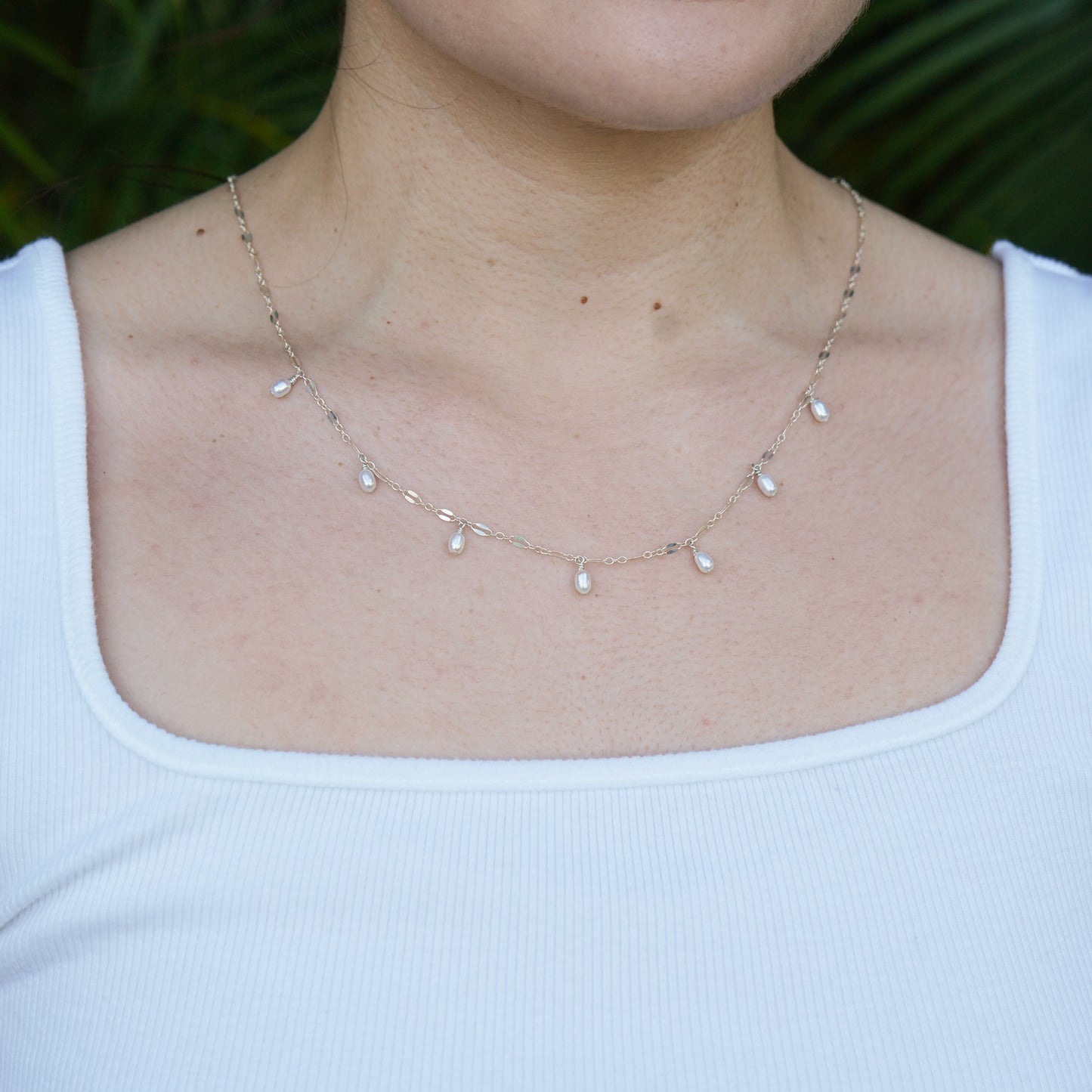 Tiny White Pearl Necklace