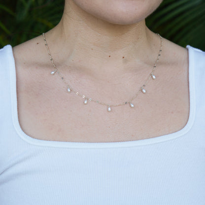 Tiny White Pearl Necklace
