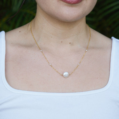 White Coin Pearl Necklace