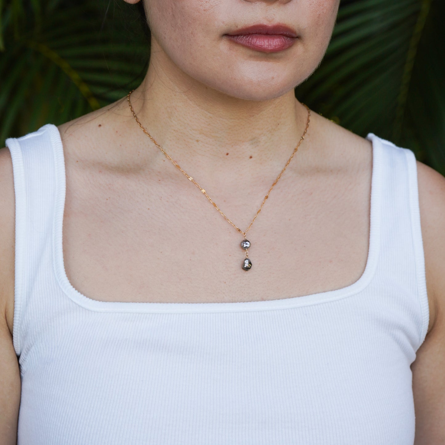 Double Drop Keshi Pearl Necklace