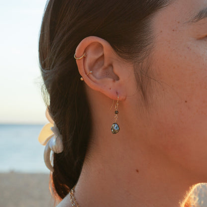 Keshi Tahitian & Pyrite Simple Earrings