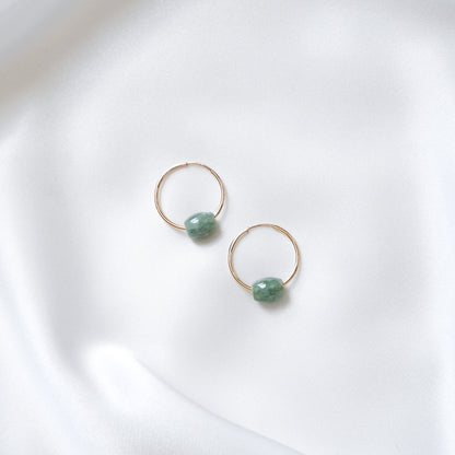 Dark Green Jadeite Barrel Infinity Hoops