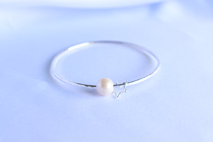 White Freshwater Pearl Bangle (Sz. 4.5-6.75)