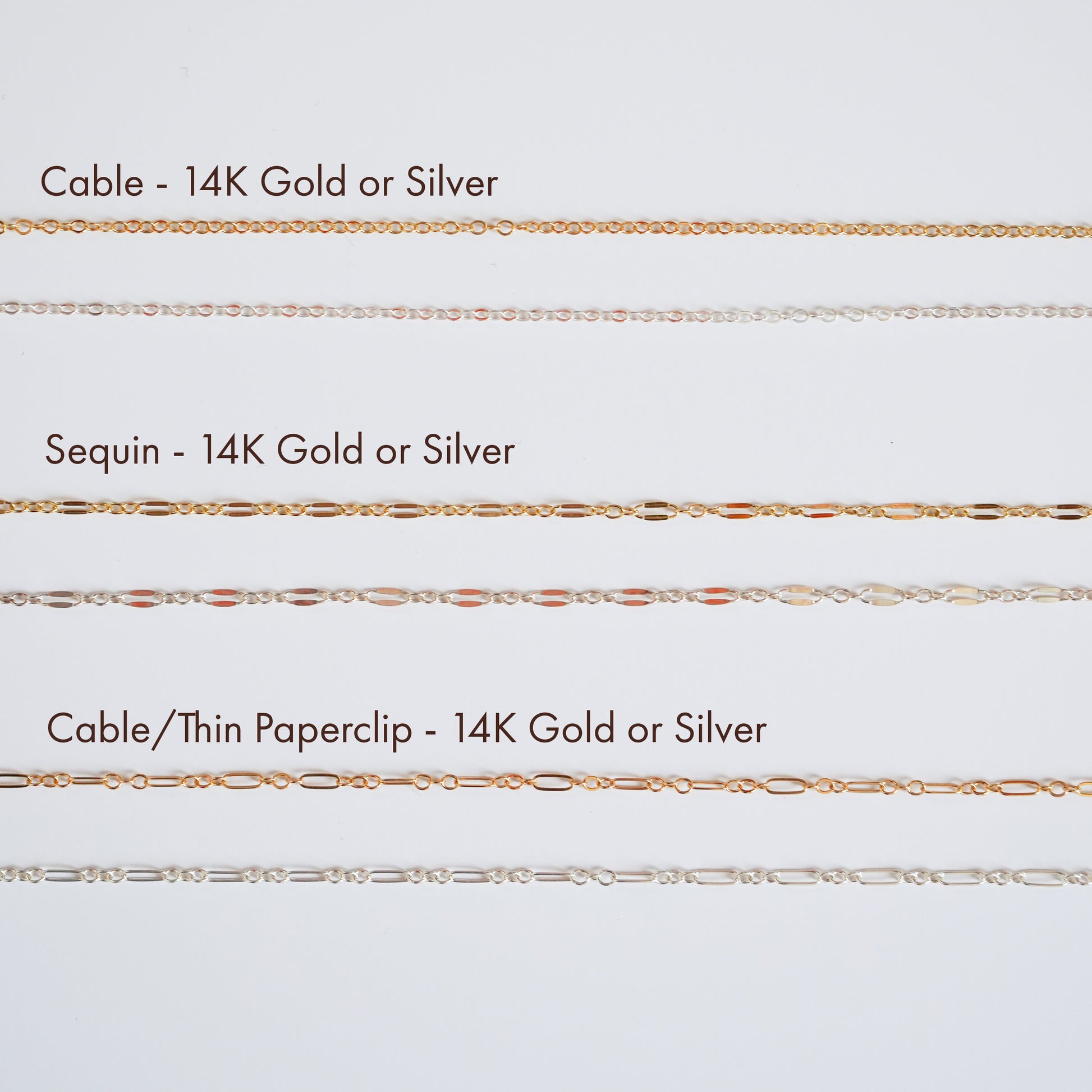 Comparison of necklace chain options