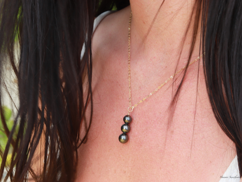 Emma collection- Triple Tahitian Pearl Necklace