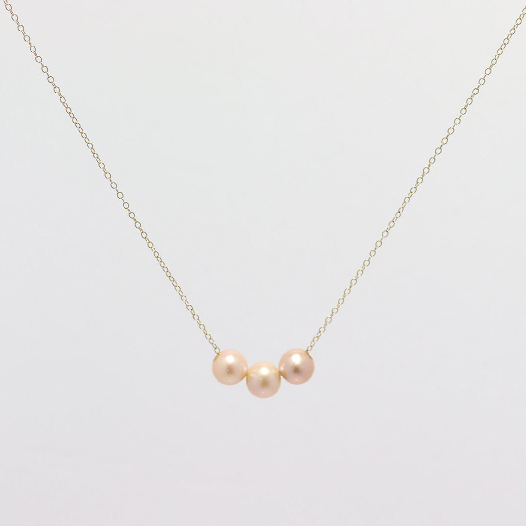 Triple Floating Pink Edison Pearl Necklace