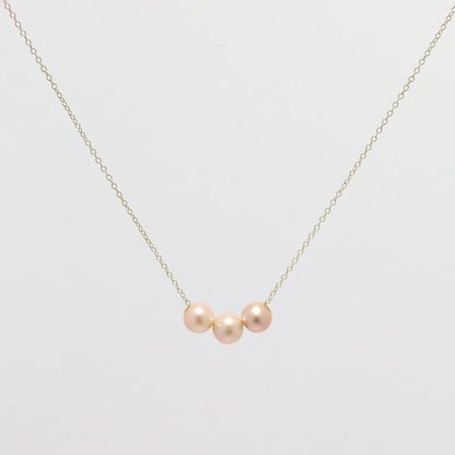 Triple Floating Pink Edison Pearl Necklace