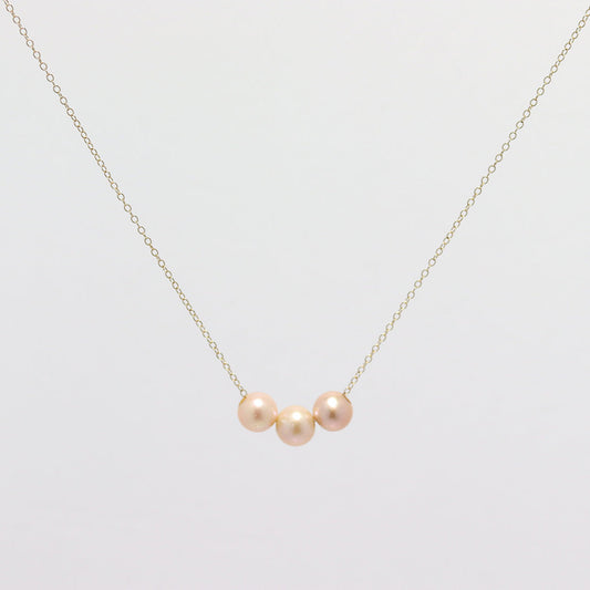 Triple Floating Pink Edison Pearl Necklace