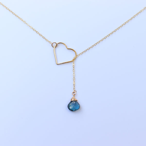 MAILE Heart Necklace (London Blue Topaz)