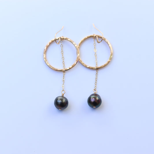 Tahitian Pearl Hoop Earrings