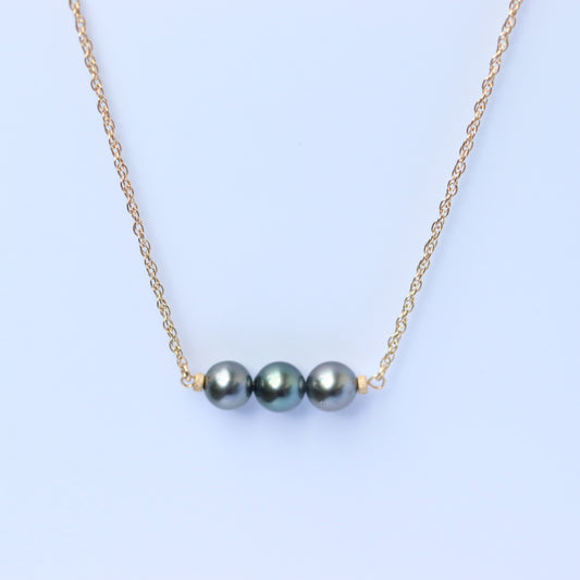 Emma collection- Triple Tahitian Pearl Necklace